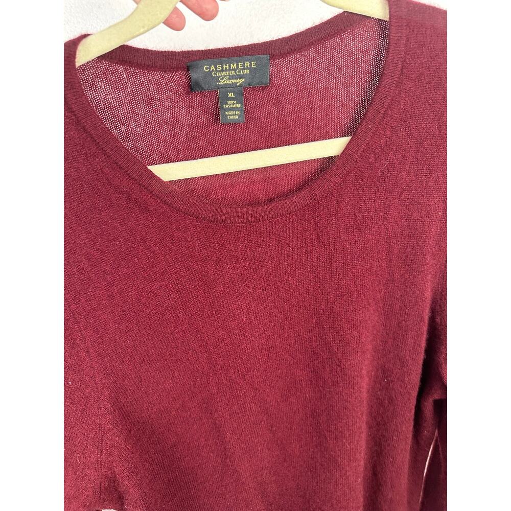 Charter Club Men's Luxury 100% Cashmere Crewneck Sweater XL Burgundy Maroon - Picture 7 of 7
